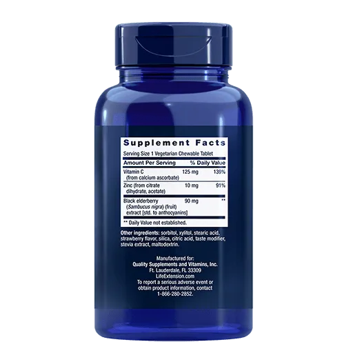 Life Extension 5 Day Elderberry Immune (Berry Flavor) - Back View