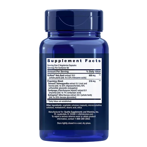 Life Extension Adrenal Energy Formula - Back View