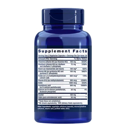Life Extension BioActive Complete B-Complex - Back View