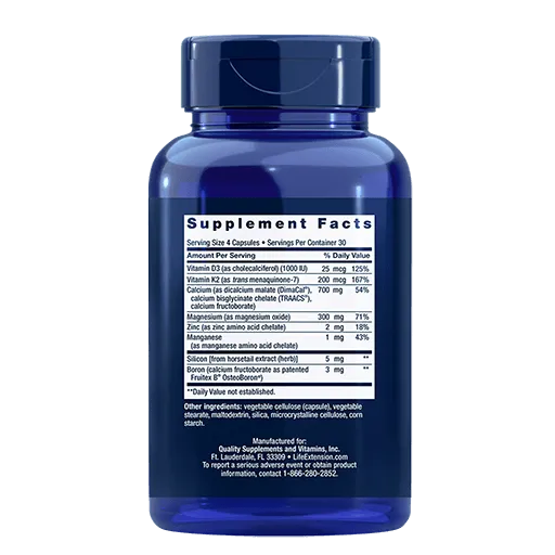 Life Extension Bone Restore with Vitamin K2 - Back View
