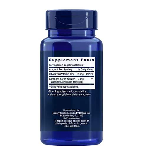 Life Extension Boron 3mg - Back View