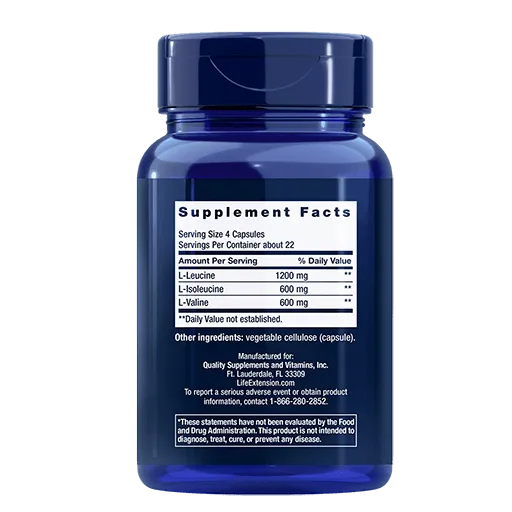 Life Extension Branched Chain Amino Acids - Back View