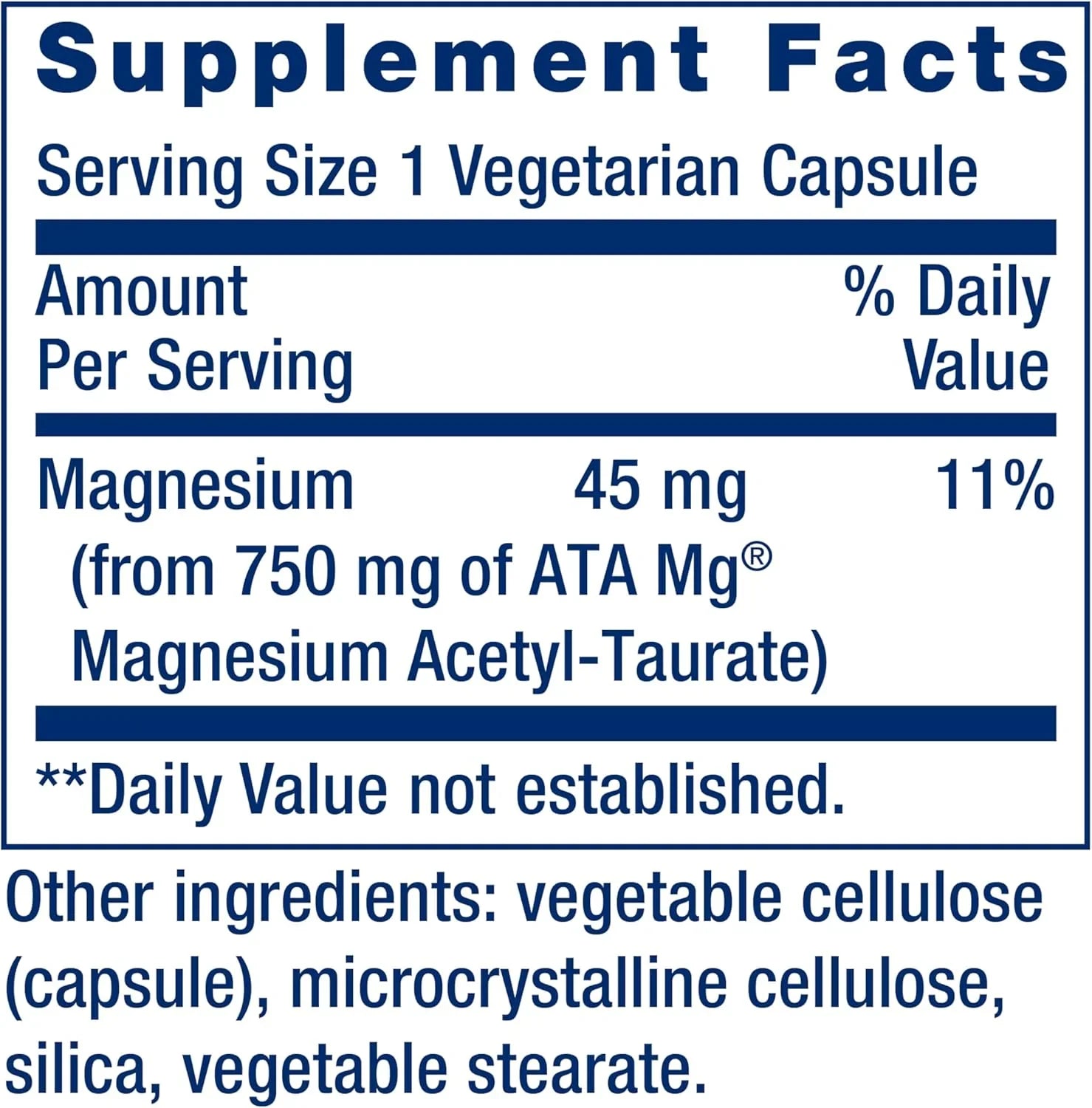 Life Extension Calm-Mag, Magnesium Acetyl taurinate, 30 Capsules - Back View