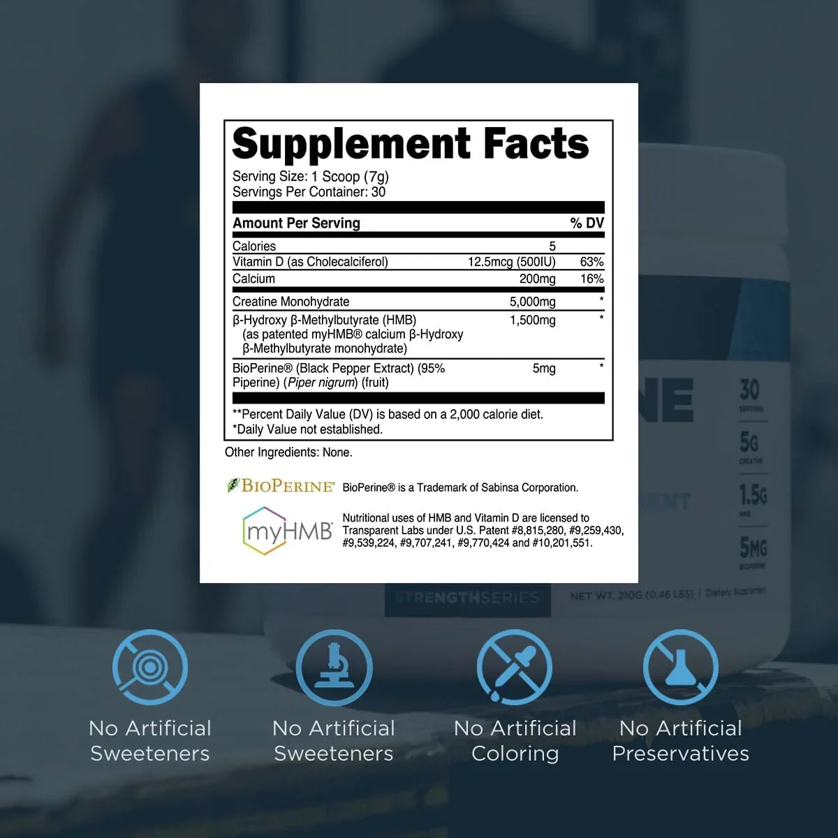 Transparent Labs Creatine HMB - Creatine Monohydrate (Unflavored) - Ingredients View