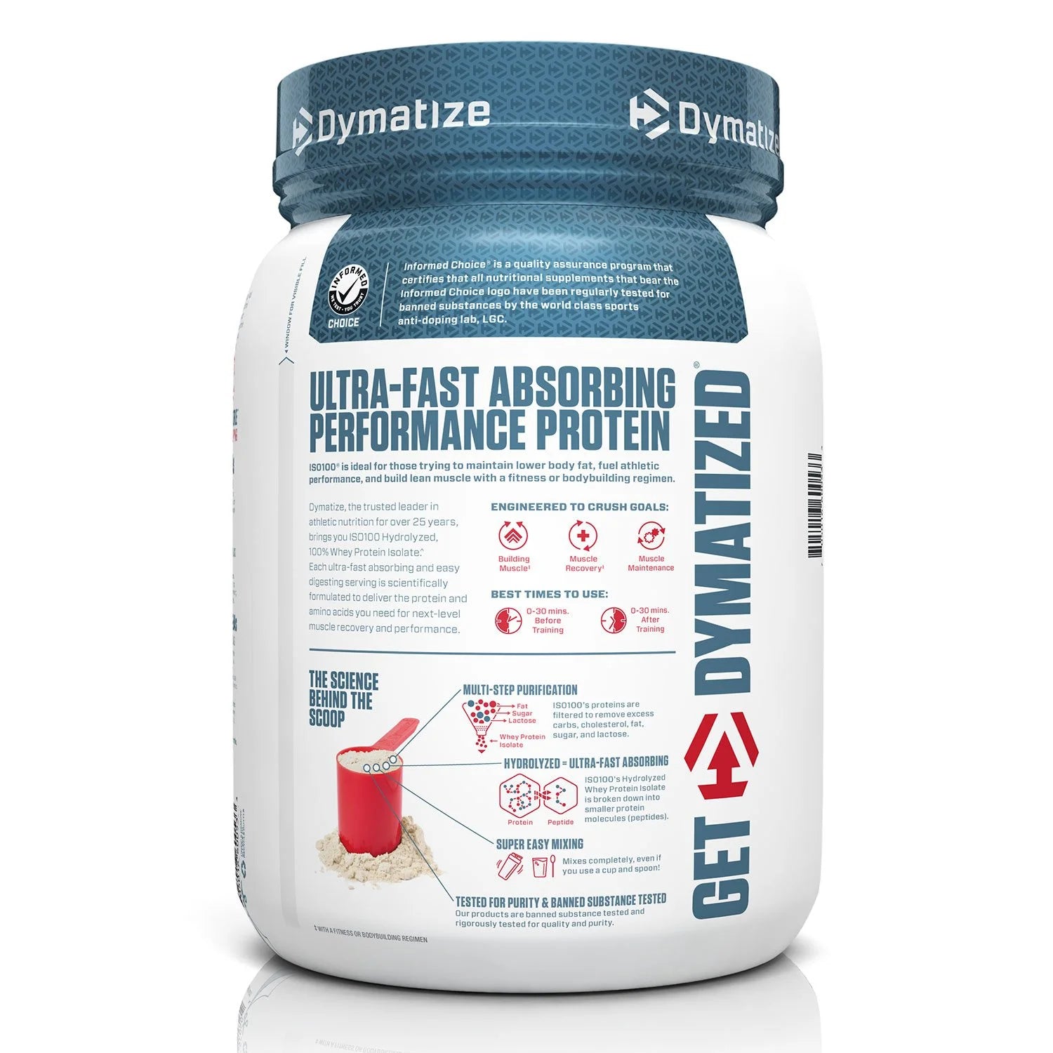 Dymatize Dymatize ISO 100 Whey Isolate Protein Powder - Back View