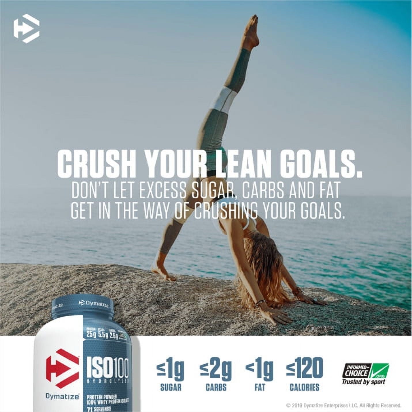 Dymatize Dymatize ISO 100 Whey Isolate Protein Powder - Angle View