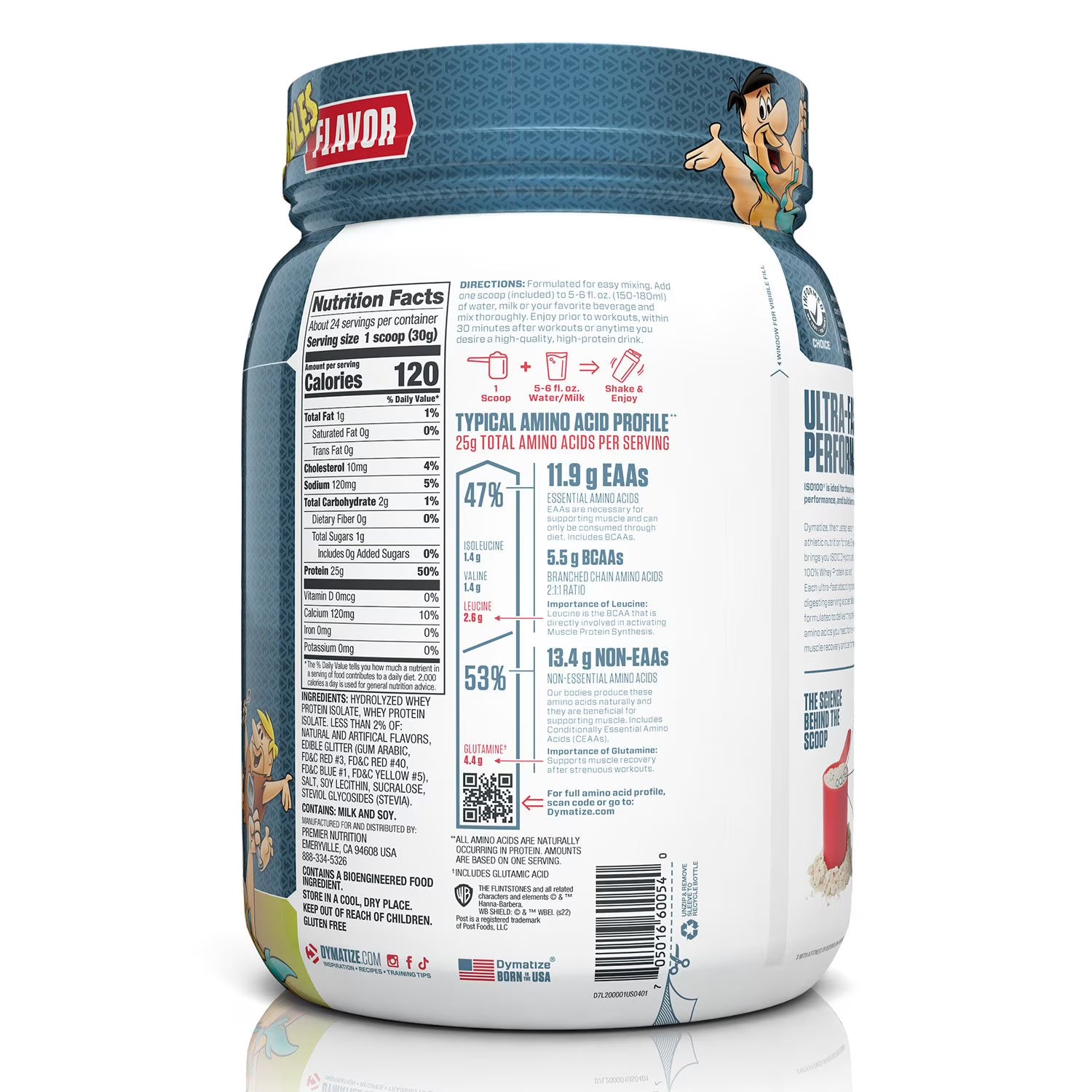 Dymatize Dymatize ISO100 Hydrolyzed Whey Protein Powder, Fruity Pebbles - Back View
