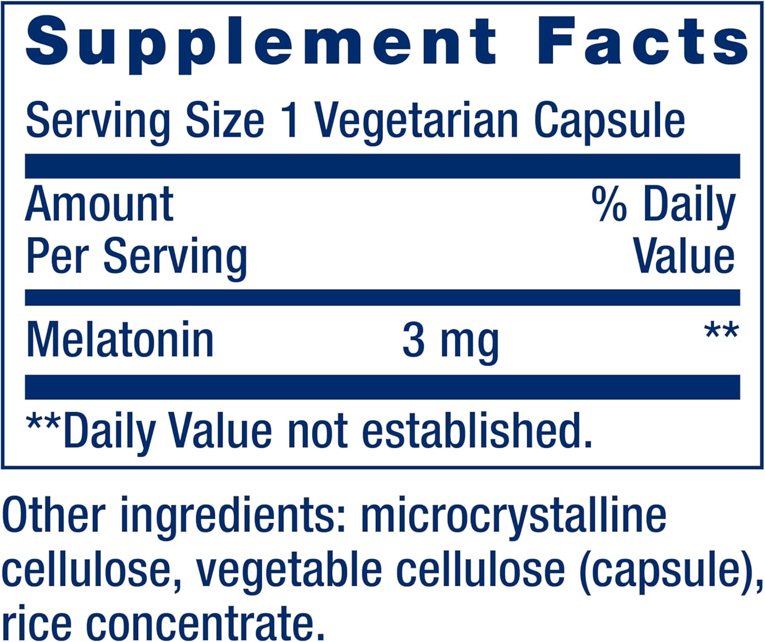 Life Extension Life Extension Melatonin 3MG - Ingredients View