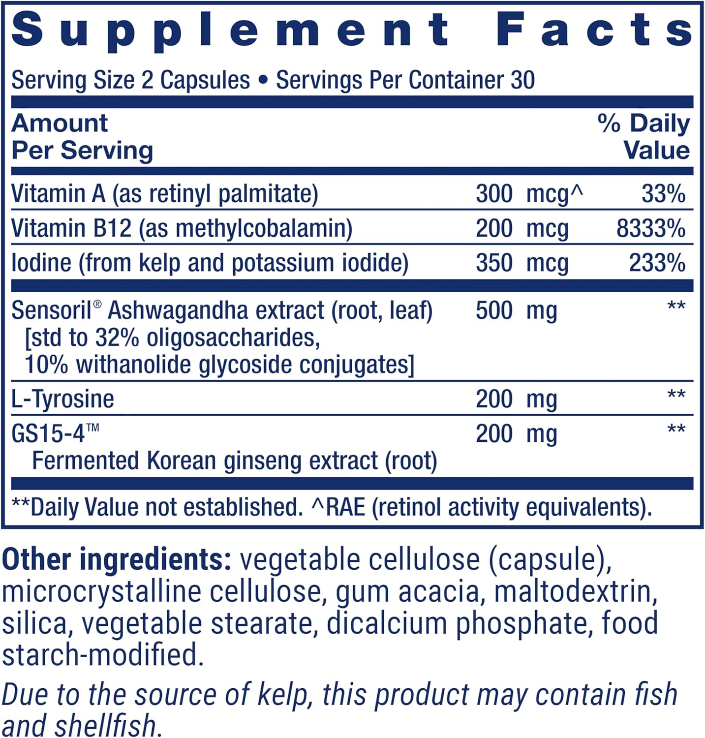 Life Extension Life Extension Thyroid Support Complex - Ingredients View