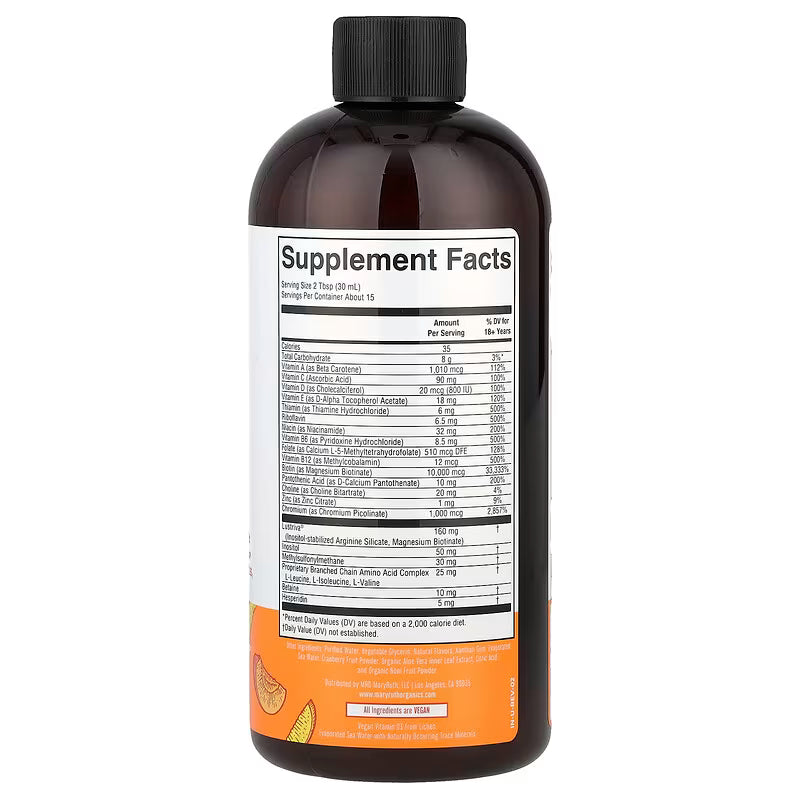 MaryRuth Organics MaryRuth's, Liquid Morning Multivitamin + Hair Growth - Back View