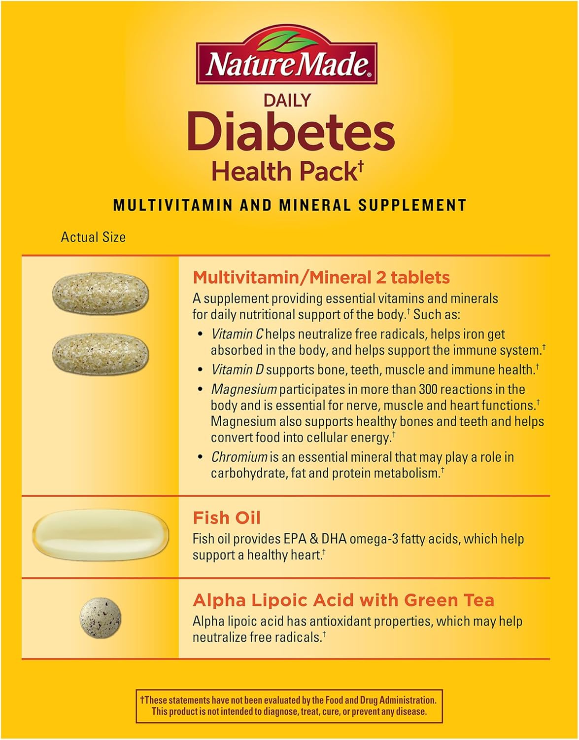 Nature Made Nature Made Daily Diabetes Health Pack, 30 Packets. - Angle View