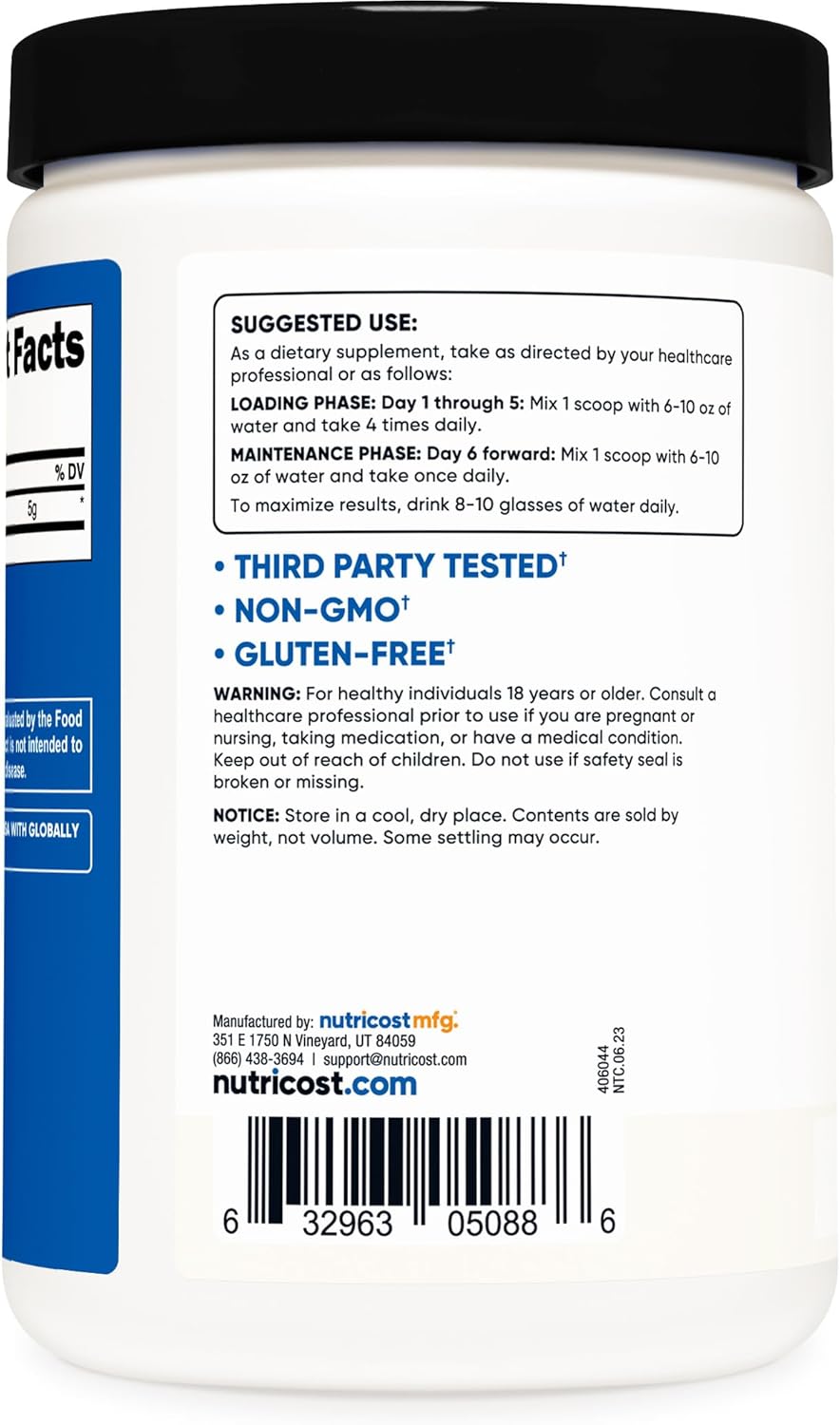 Nutricost Nutricost Creatine Monohydrate Micronized Powder - Angle View
