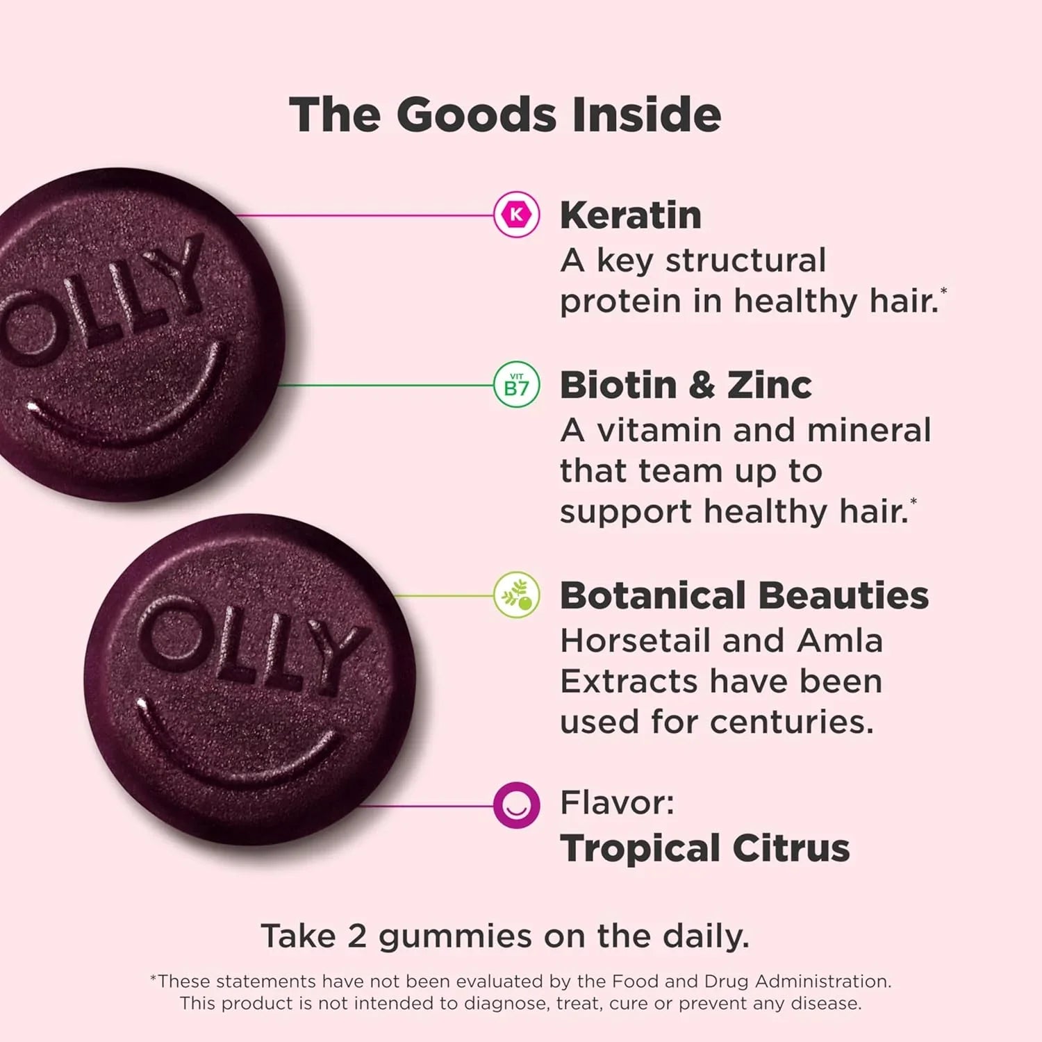 Olly OLLY Heavenly Hair Gummy - Ingredients View