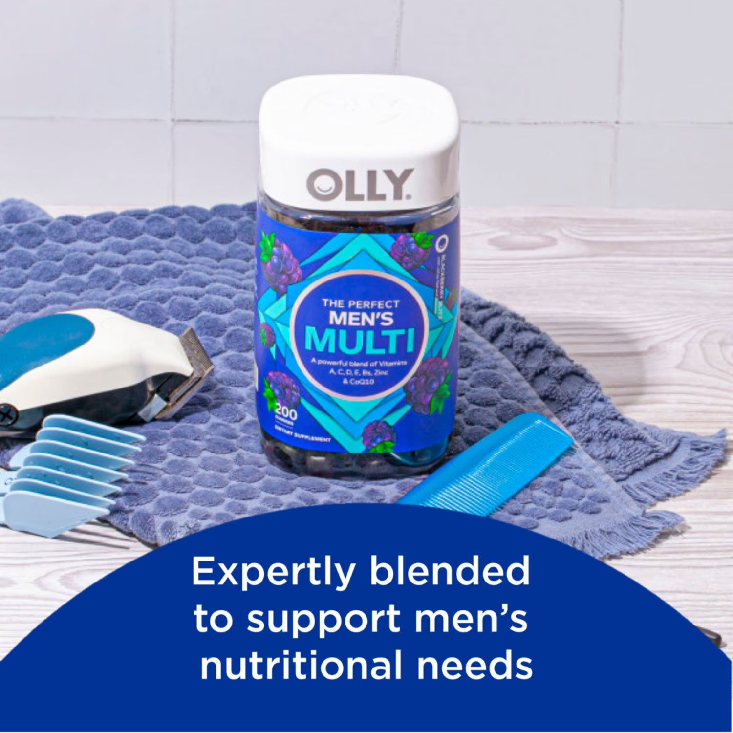 OLLY OLLY Men's Multivitamin Gummy, Blackberry, 200 ct - Back View