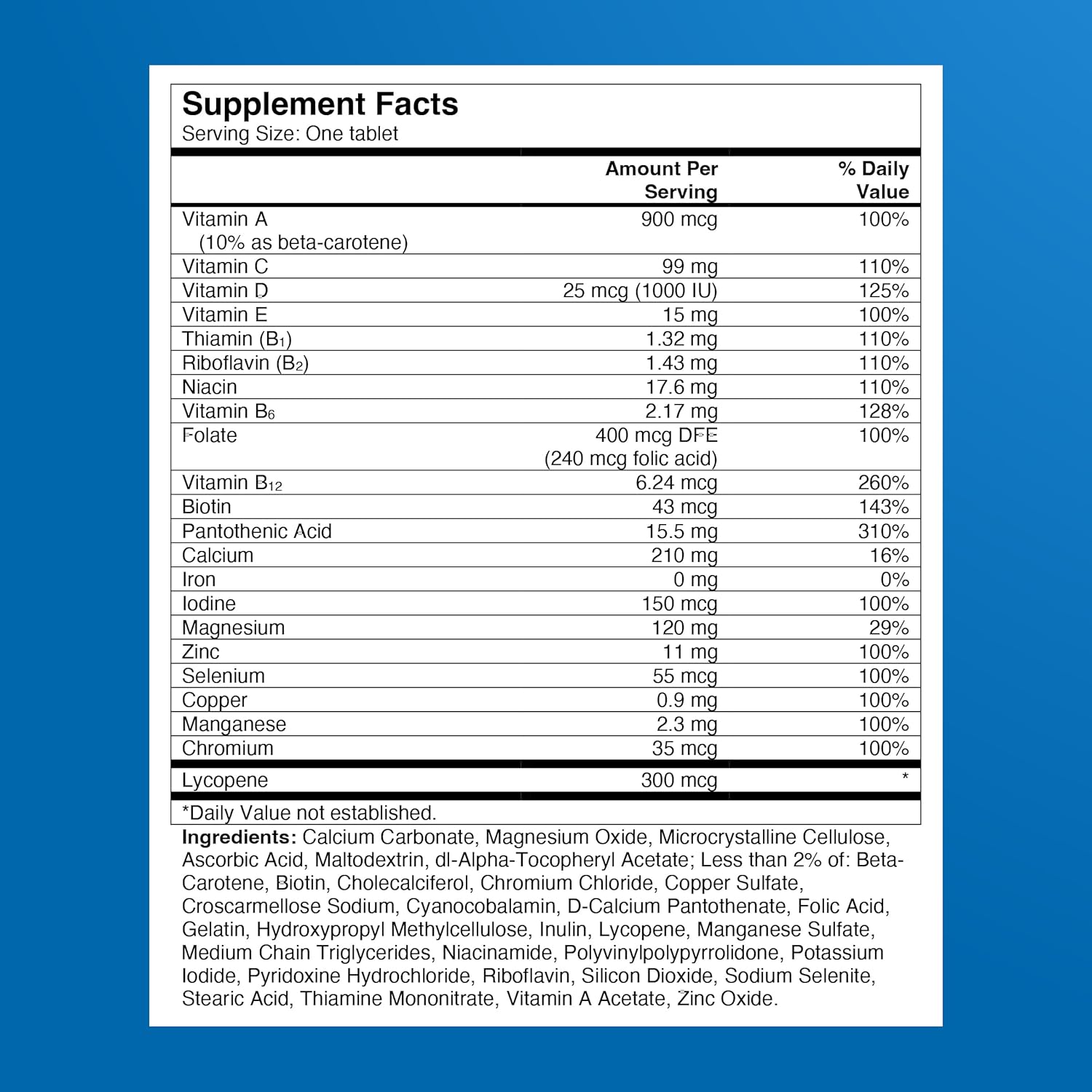 One A Day One A Day Multivitamin for Men - Ingredients View