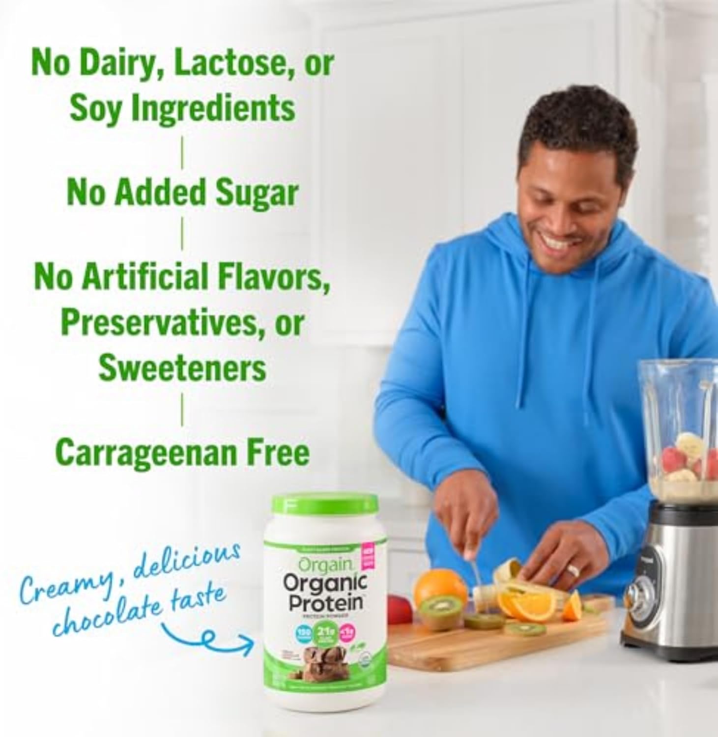 Orgain Orgain Organic Whey Protein Powder Creamy Chocolate Fudge - Angle View