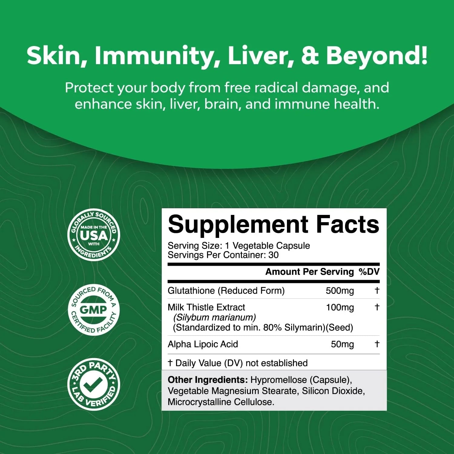 Natures Craft Reduced Glutathione 30s - Ingredients View